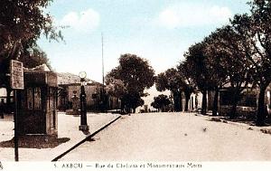 AKBOU - RUE DU CHELATTA ET MONUMENT AUX MORTS